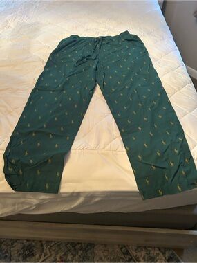 Polo by Ralph Lauren Green Lounge Pants with Gold Pony Print